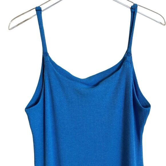 VICI Ribbed Knit Sleeveless Midi Dress in Electric Blue W/ Side Slit Size XL - Picture 10 of 14